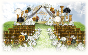 黑金色主题婚礼婚礼舞台欧式婚礼