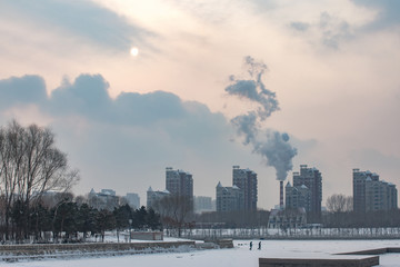 城市雪景
