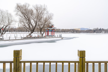 冰封湖面的风景