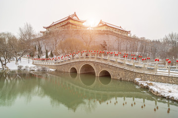 水墨园林雪景