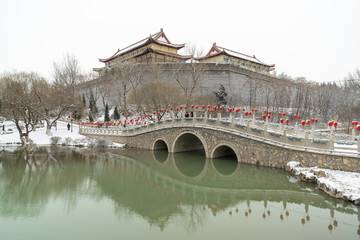 水墨园林雪景