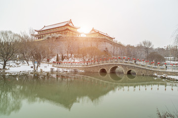 水墨园林雪景
