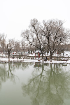 水墨园林雪景
