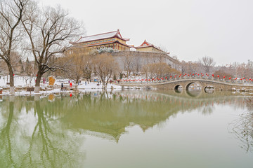 水墨园林雪景