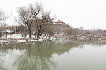 水墨园林雪景
