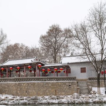 水墨园林雪景