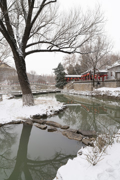 水墨园林雪景