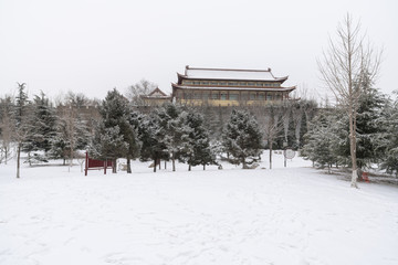 水墨园林雪景