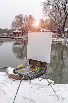 背景为风景的画板