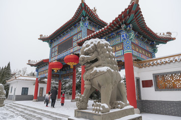 石狮子雪景