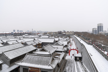 水墨古城雪景
