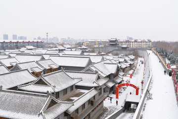 水墨青州古城雪景