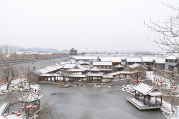 水墨古城雪景