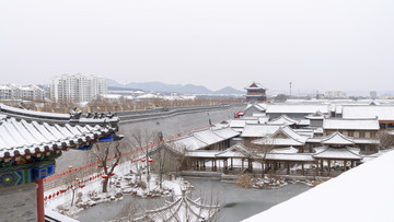 水墨古城雪景