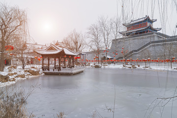 中式园林水墨建筑风景