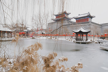 中式画意园林水墨建筑风景