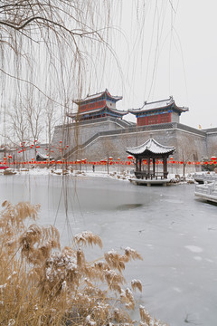 中式画意园林水墨建筑风景