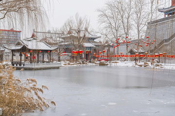 中式画意园林水墨建筑风景