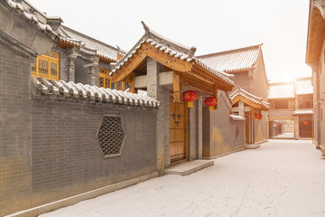 中式院落围墙大门