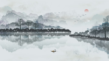 意境水墨山水画