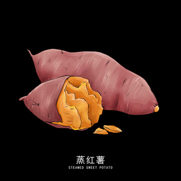 蒸红薯手绘素材