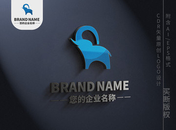 简约大象logo品牌标志设计