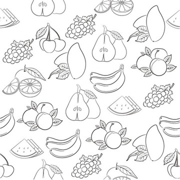 水果手绘四方连续花纹底纹图案