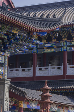 中国古建筑传统寺庙天气晴朗