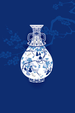 中国古代青花瓷花瓶观赏瓶图案