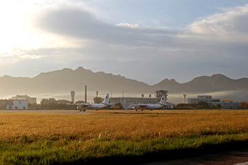 清晨朝阳机场全景