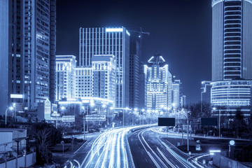 城市道路建筑夜景