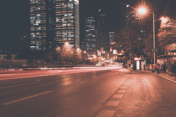 城市道路建筑夜景