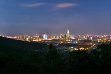 长沙岳麓山俯瞰城市夜景