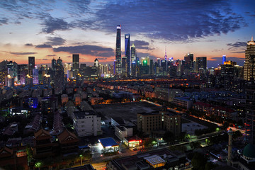 上海浦东陆家嘴城市建筑风光夜景