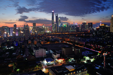 上海浦东陆家嘴城市建筑风光夜景