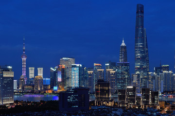 上海浦东陆家嘴城市建筑风光夜景