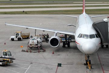 四川航空飞机在天津机场