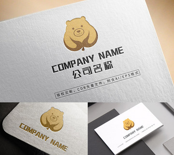 可爱小熊logo卡通元素商标