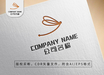 优雅小蜻蜓logo飞舞商标设计