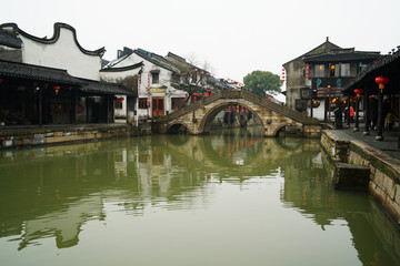 江南水乡西塘古镇的桥和建筑