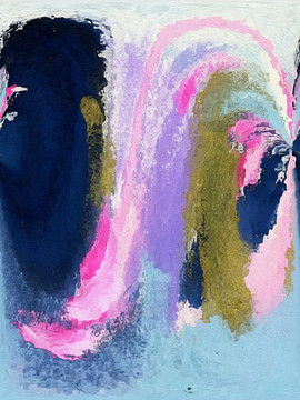 竖版抽象深蓝粉色淡蓝抽象装饰画