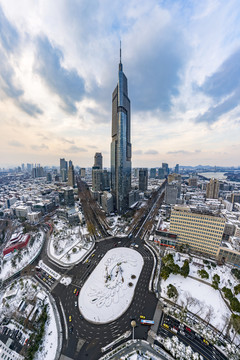 南京紫峰大厦雪景