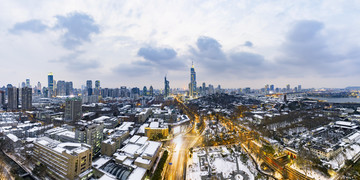 南京雪景夜景