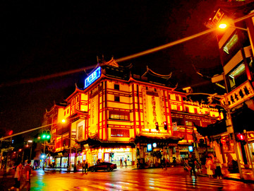 上海豫园老街夜景