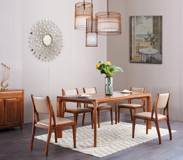 古典高端实木真皮欧式餐桌椅饰品