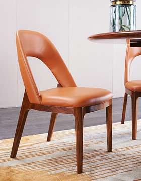 古典高端实木真皮欧式餐椅