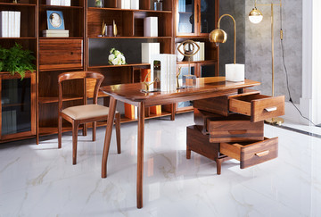 古典高端实木美式书桌书椅书架