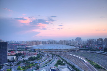 北京南站夕阳