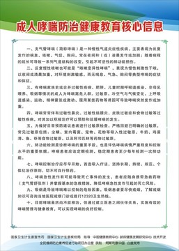 成人哮喘防治健康教育核心信息