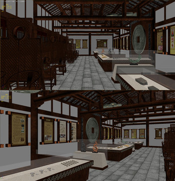 中式展厅模型